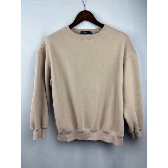 Efan Tops - Women’s Efan Small Beige Fleece Lined Crewneck
